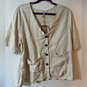 Umgee Beige Button Down Top